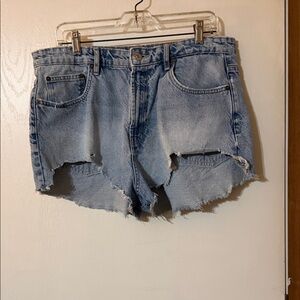 Zara Light Blue Distressed Jean Shorts